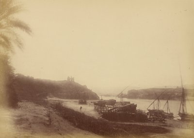 Vista del Nilo con Barcos y Ruinas de Théodule Devéria